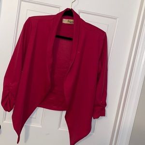 Hybrid & Co. Casual hot pink asymmetrical blazer XL